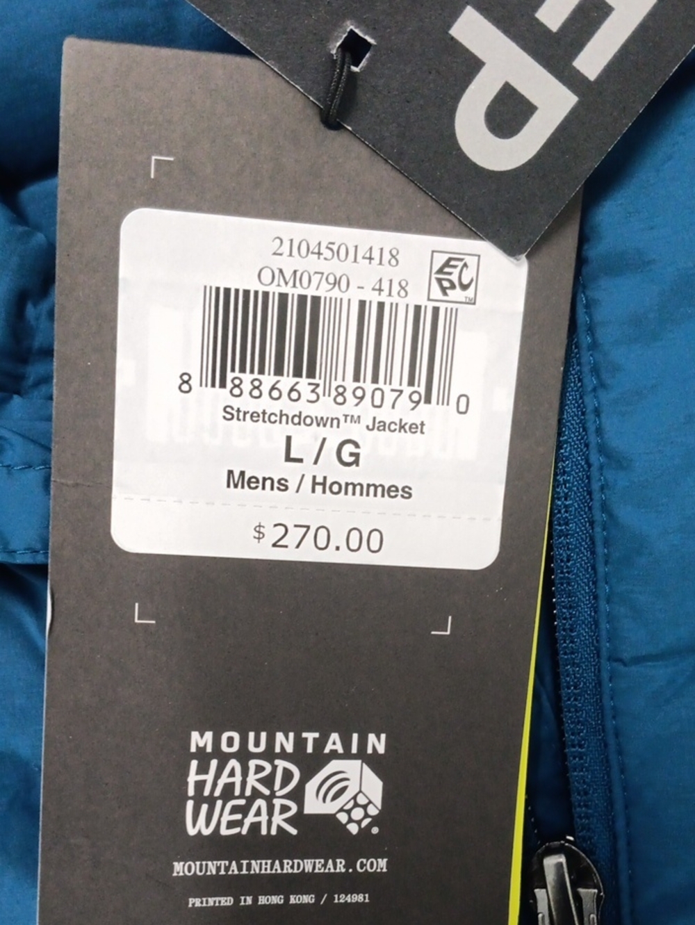 Mountain Hardwear Men’s Stretchdown Jacket in Teal Blue